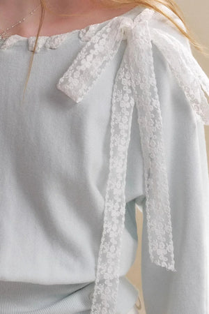 Romantic Lace Off-Shoulder Knit Sweater