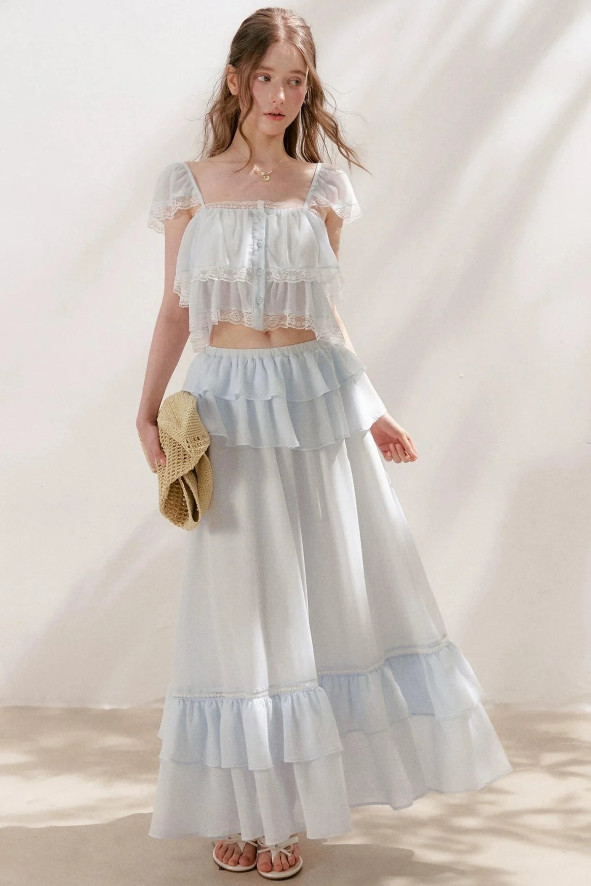 Romantic Lace Ruffle Skirt Set-Up