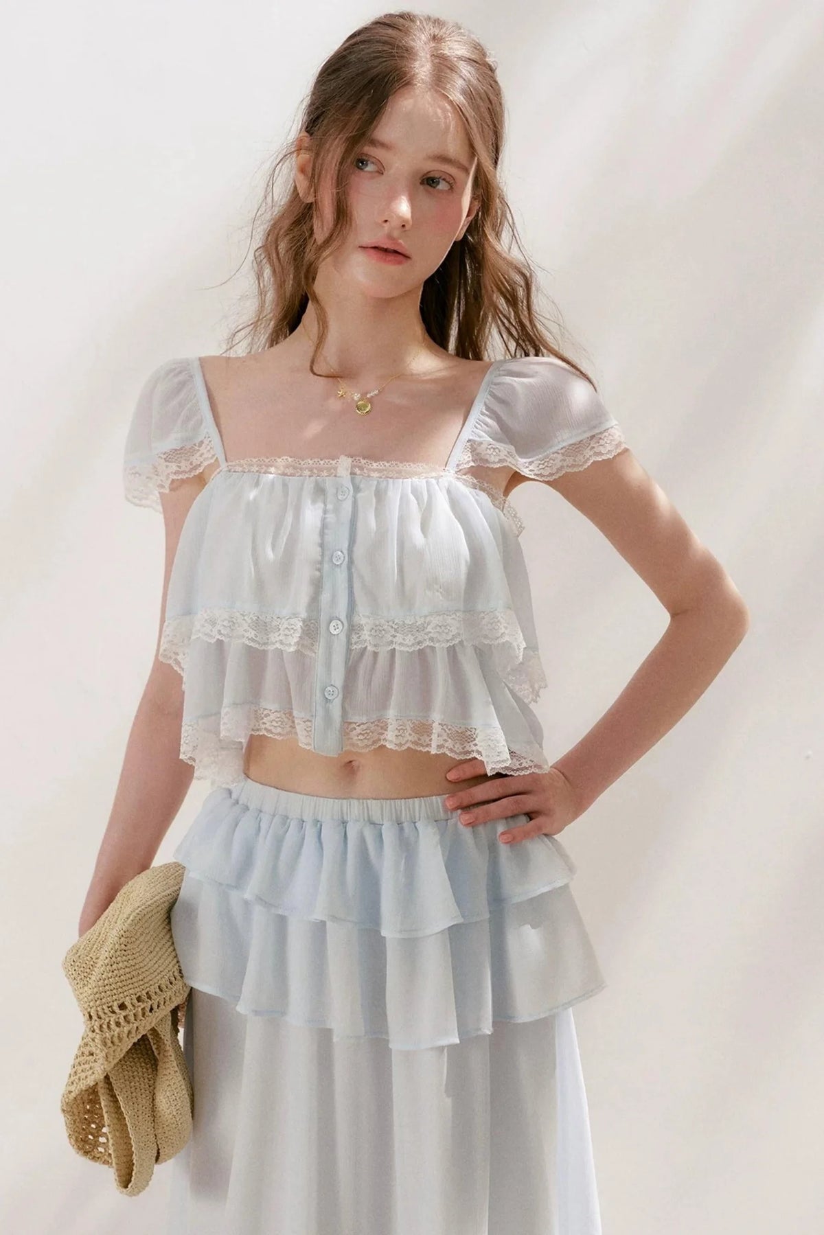 Romantic Lace Ruffle Skirt Set-Up