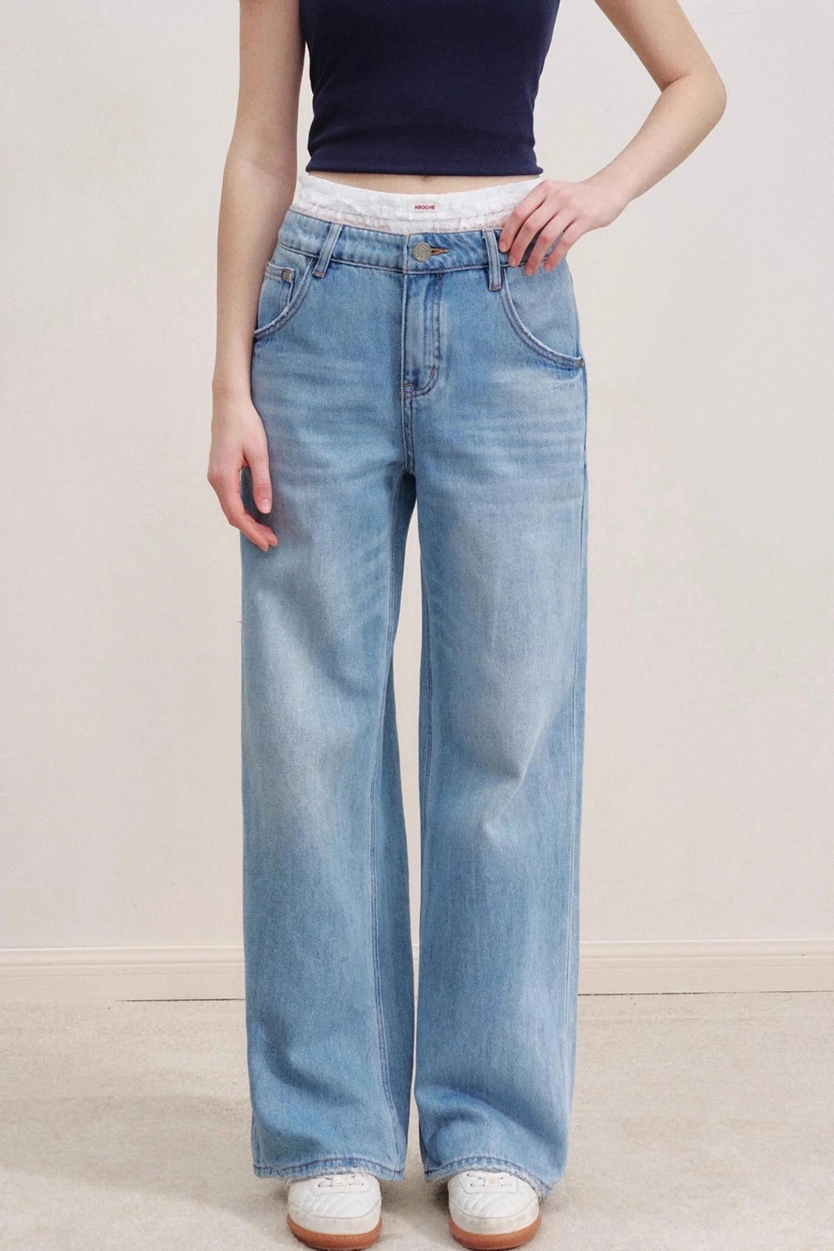 Romantic Lace Wide-Leg Jeans