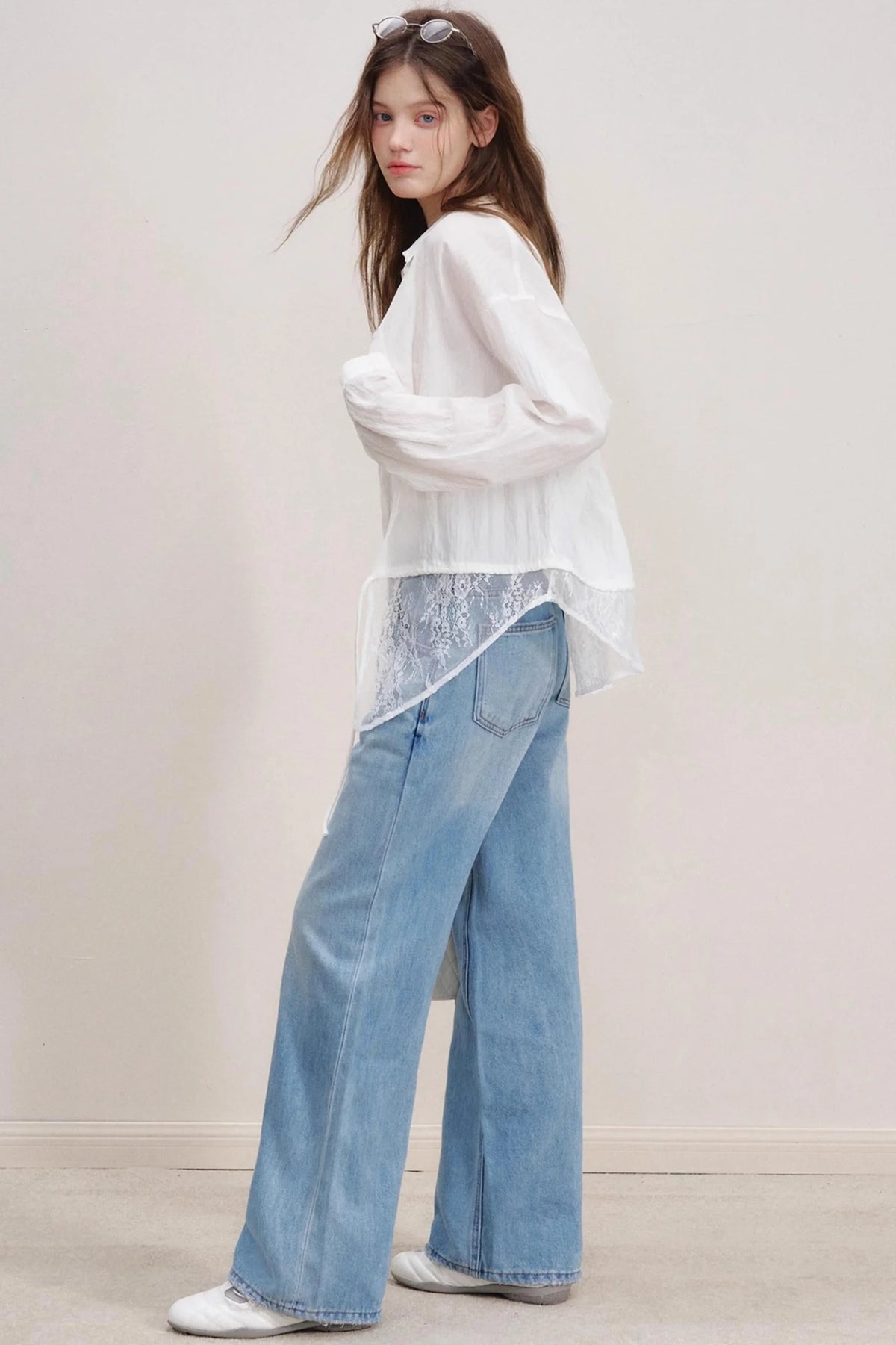 Romantic Lace Wide-Leg Jeans