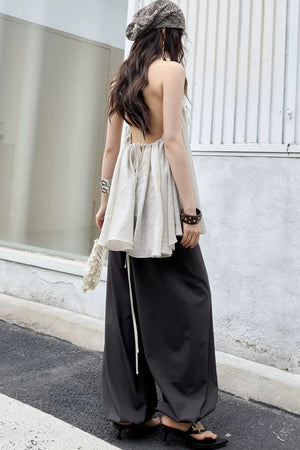 Romantic Peach Sequin Halter Two-Piece Set-Up