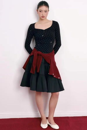 Romantic Pleated Flower Bud Skirt