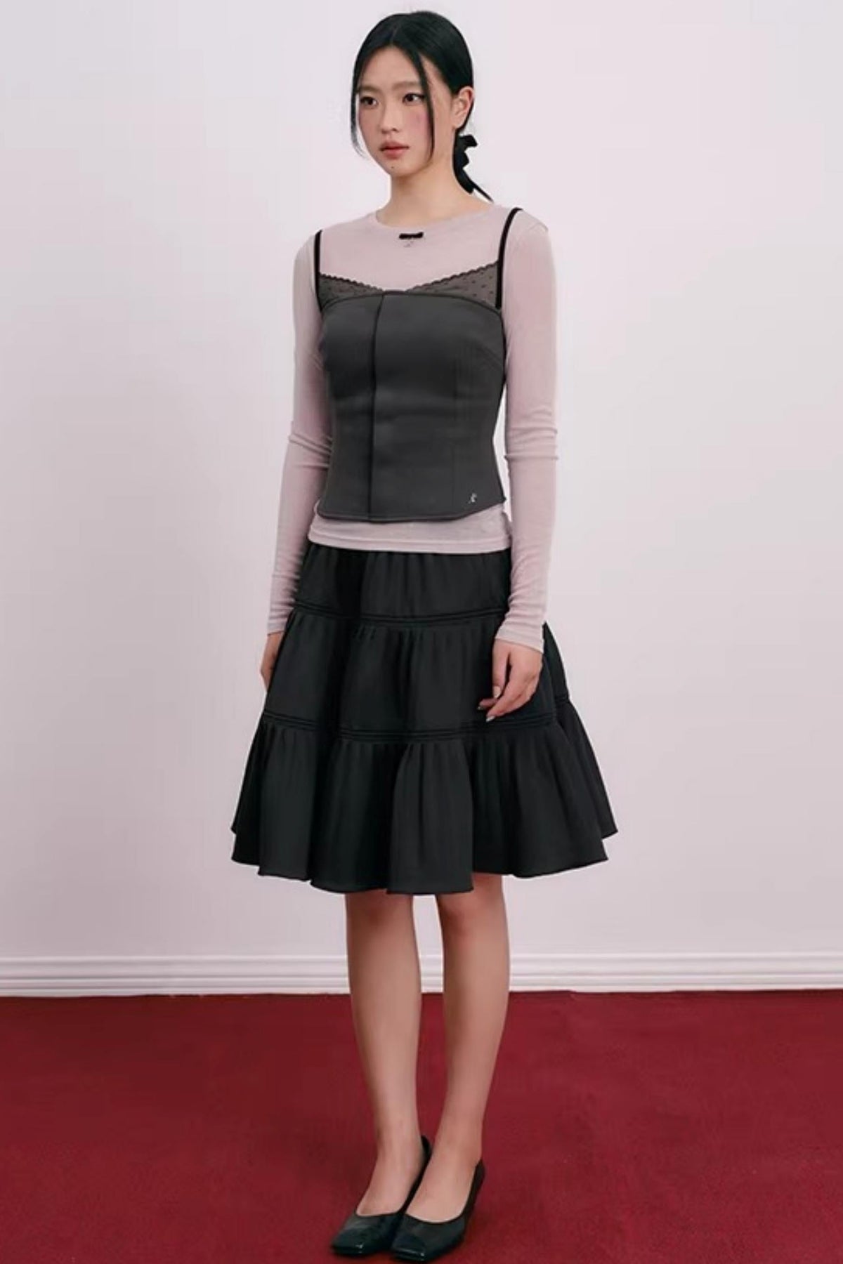 Romantic Pleated Flower Bud Skirt
