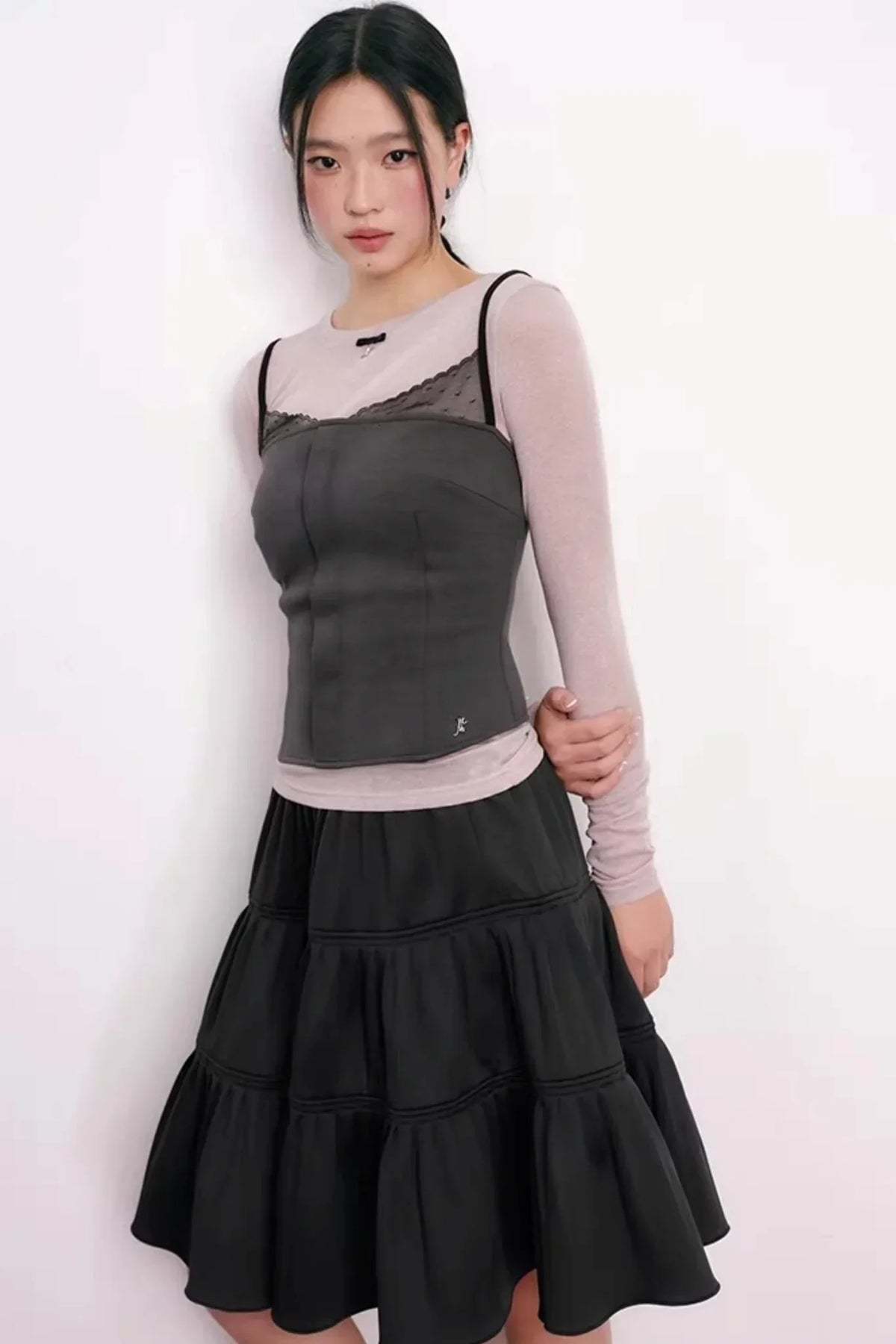 Romantic Pleated Flower Bud Skirt
