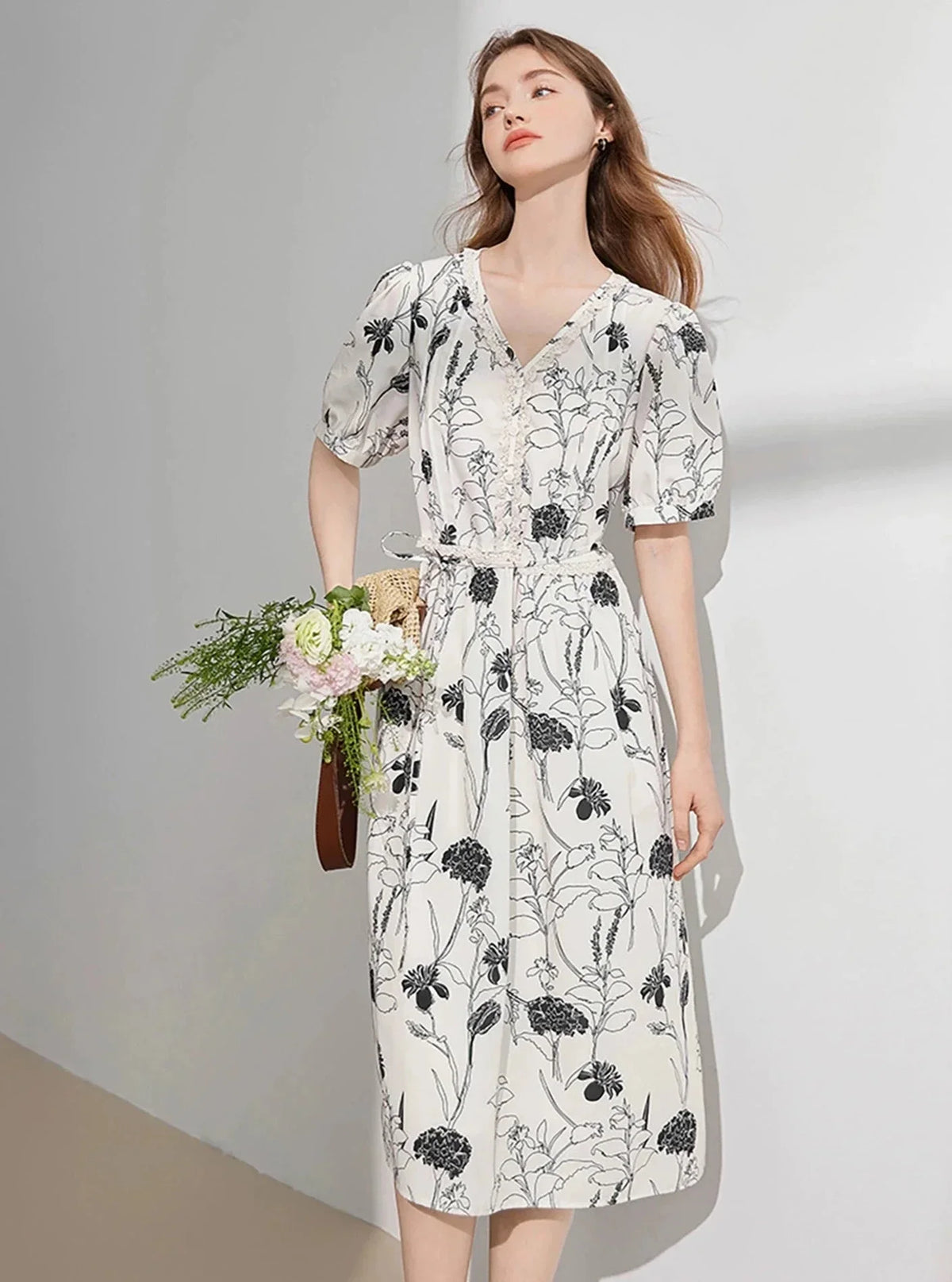 Romantic Smudge Ink Floral Dress