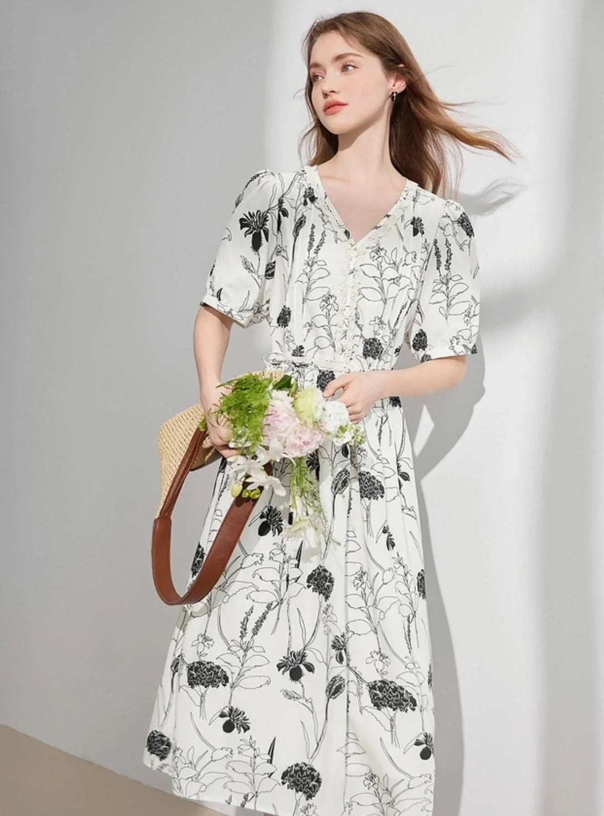 Romantic Smudge Ink Floral Dress