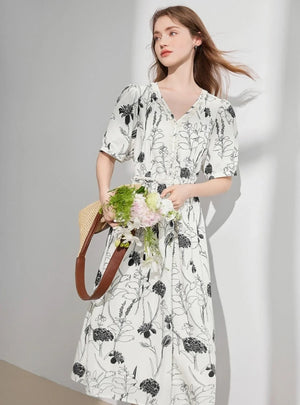 Romantic Smudge Ink Floral Dress