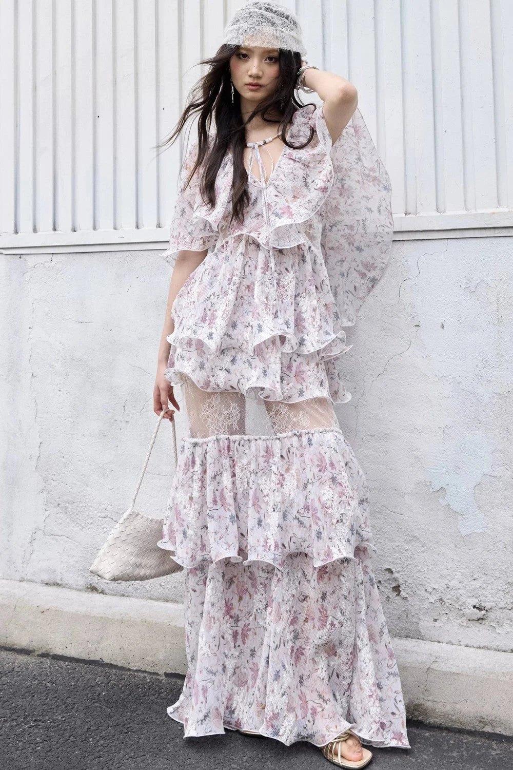 Romantic Two-Piece Floral 3D Ruffle Skirt Set-Up