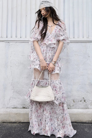 Romantic Two-Piece Floral 3D Ruffle Skirt Set-Up