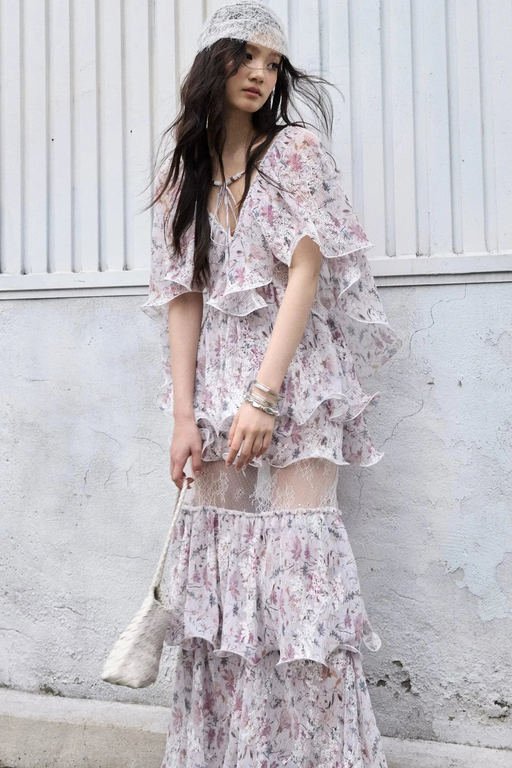 Romantic Two-Piece Floral 3D Ruffle Skirt Set-Up
