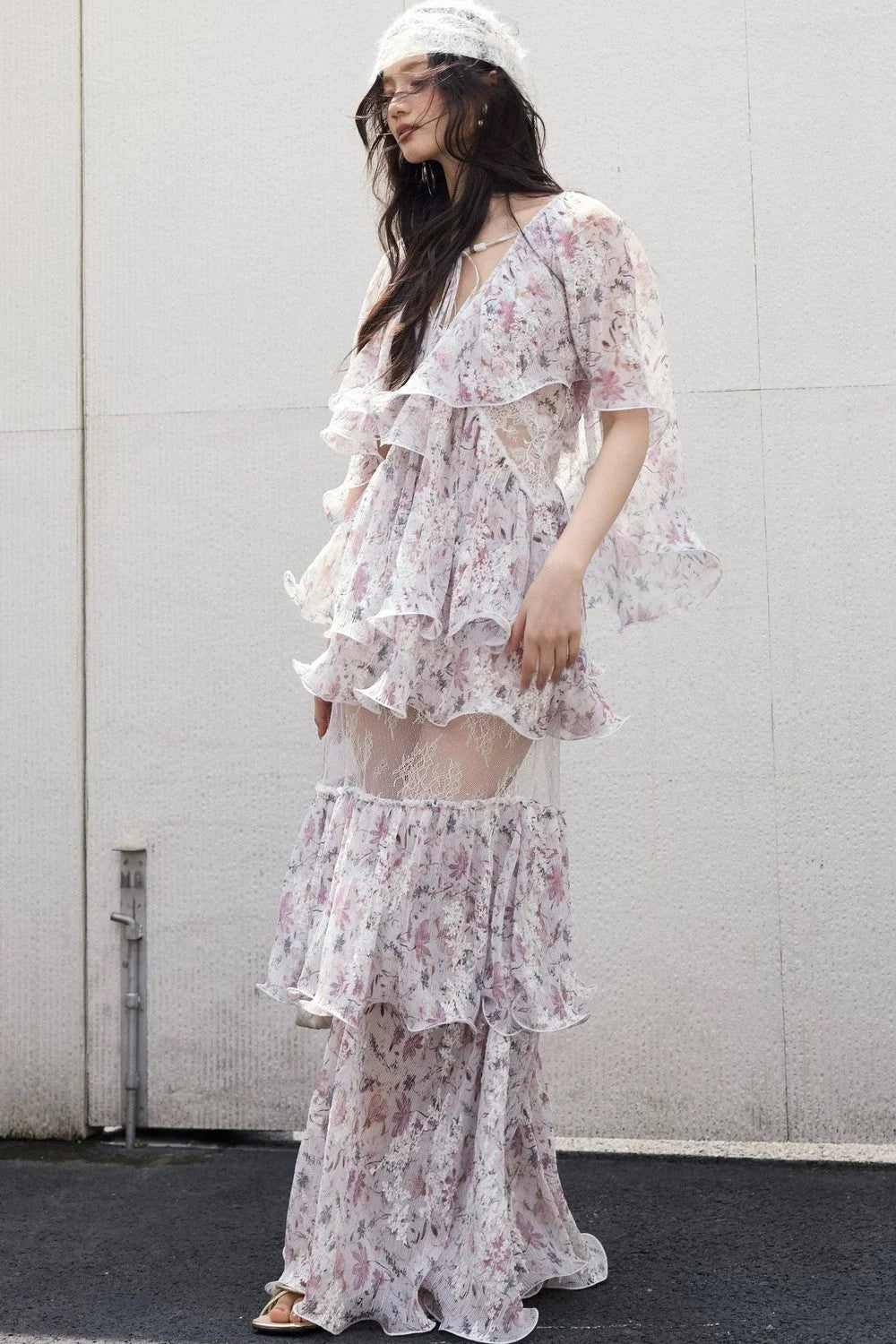Romantic Two-Piece Floral 3D Ruffle Skirt Set-Up