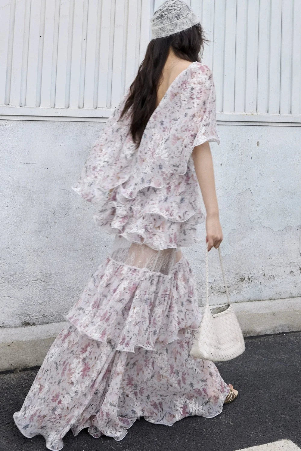 Romantic Two-Piece Floral 3D Ruffle Skirt Set-Up