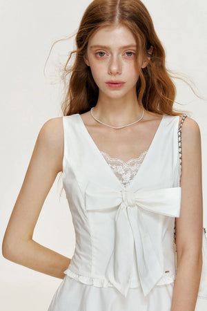 Romantic V-Neck Tencel Dress With Base Top Set-Up