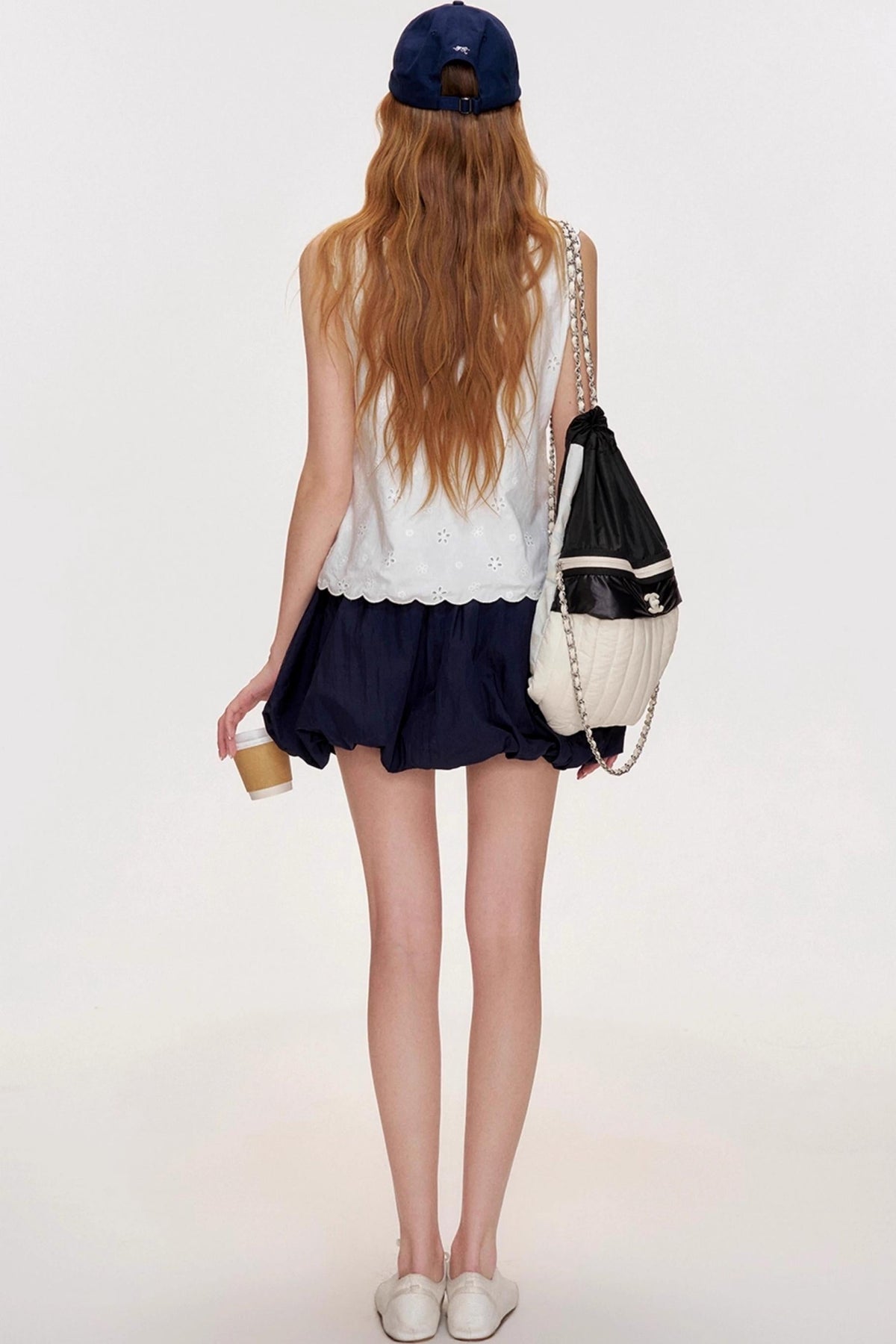 Romantic Wavy Edge Embroidery Strappy Vest Set-Up