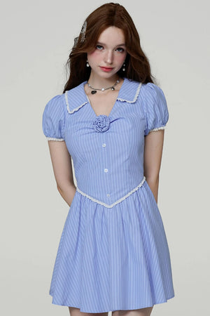 Rose Bubble Sleeve Dress
