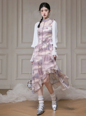 Rose Butterfly Print Dress