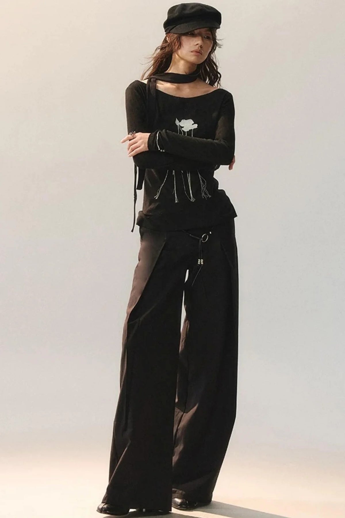 Rose Embroidery Knit Top