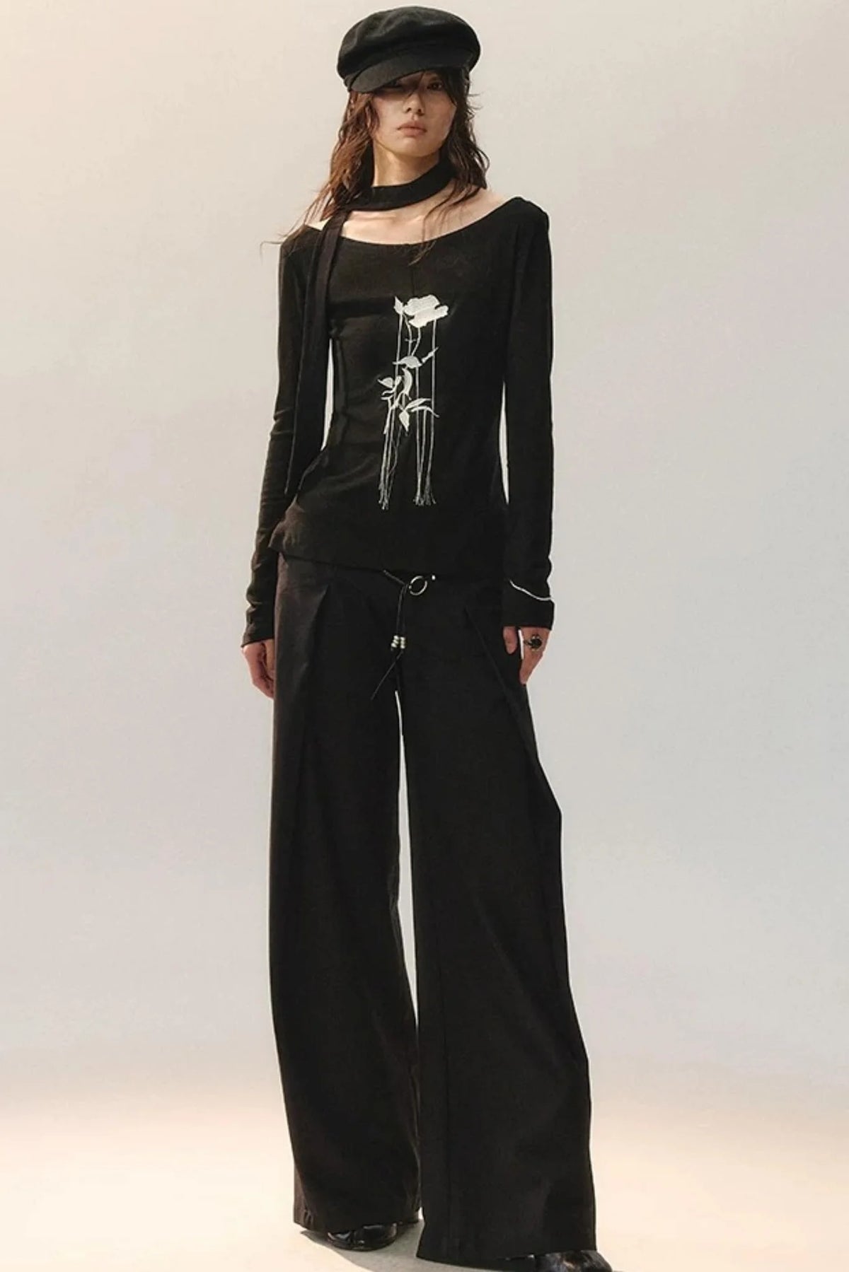 Rose Embroidery Knit Top
