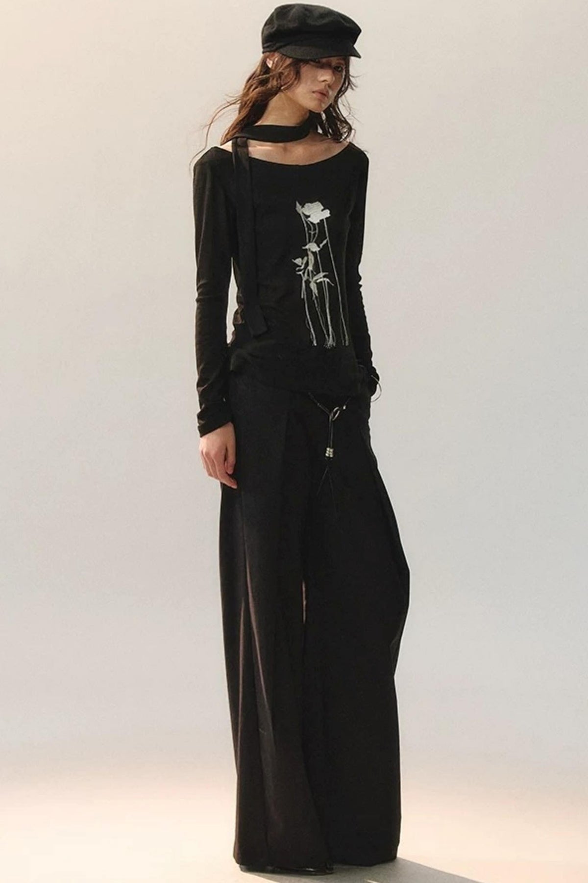 Rose Embroidery Knit Top