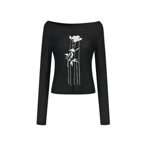 Rose Embroidery Knit Top