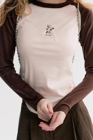 Rose Kitten Cotton Long Sleeve T-Shirt