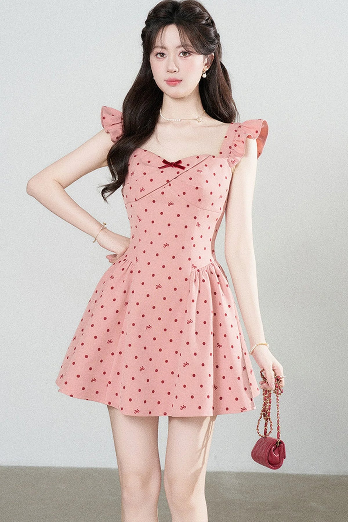 Rose Pink Polka Dot Dress