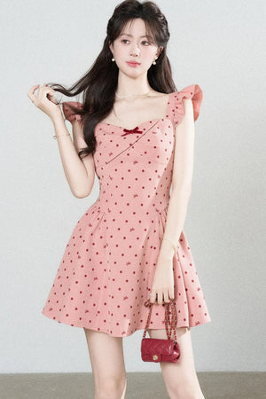 Rose Pink Polka Dot Dress