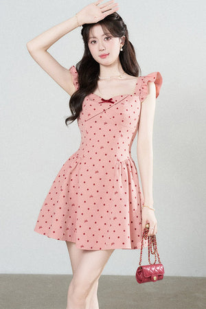 Rose Pink Polka Dot Dress
