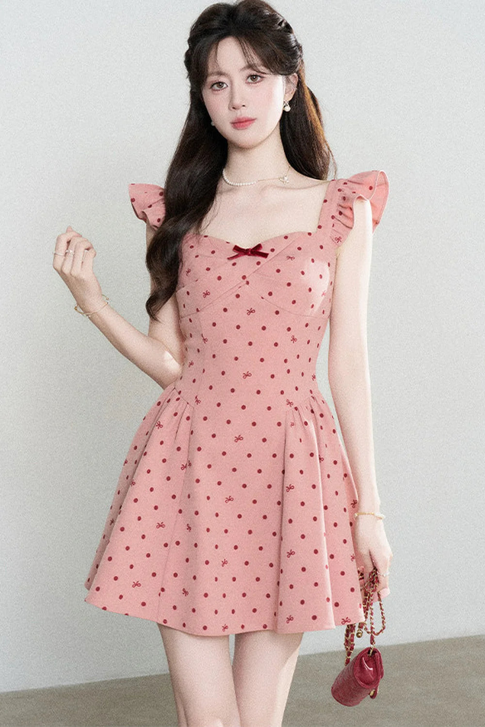 Rose Pink Polka Dot Dress