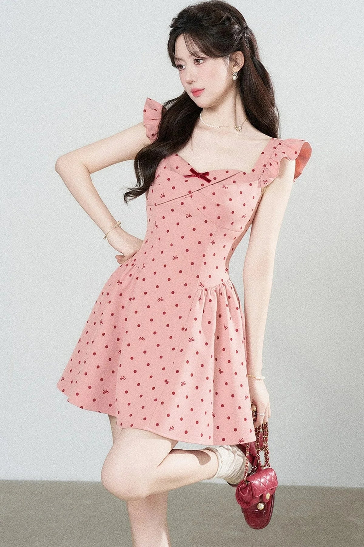 Rose Pink Polka Dot Dress