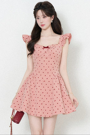 Rose Pink Polka Dot Dress