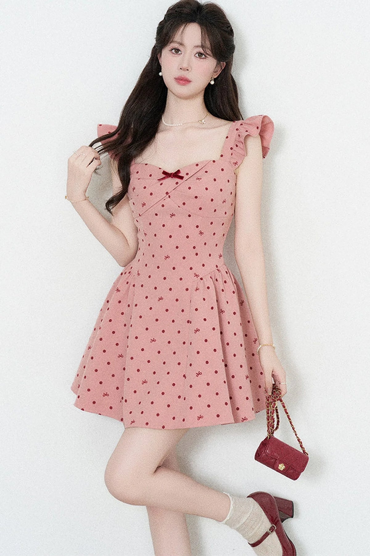 Rose Pink Polka Dot Dress