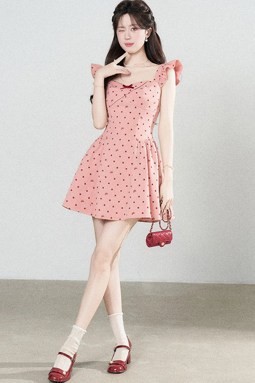 Rose Pink Polka Dot Dress