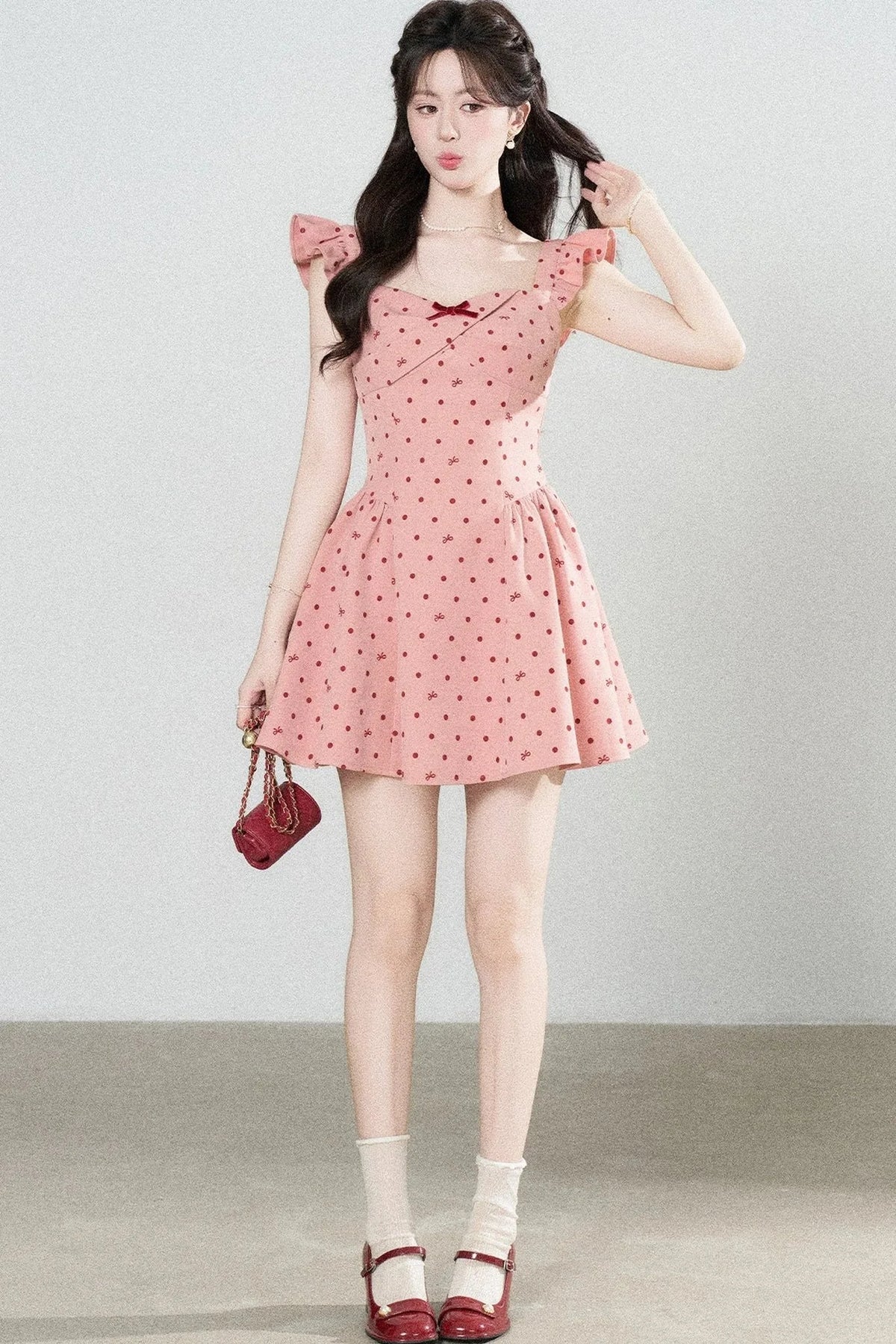 Rose Pink Polka Dot Dress