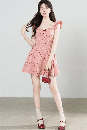Rose Pink Polka Dot Dress