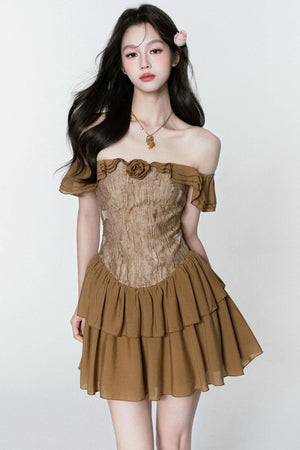 Rose Veins Asymmetrical Romantic Dress
