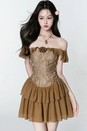 Rose Veins Asymmetrical Romantic Dress