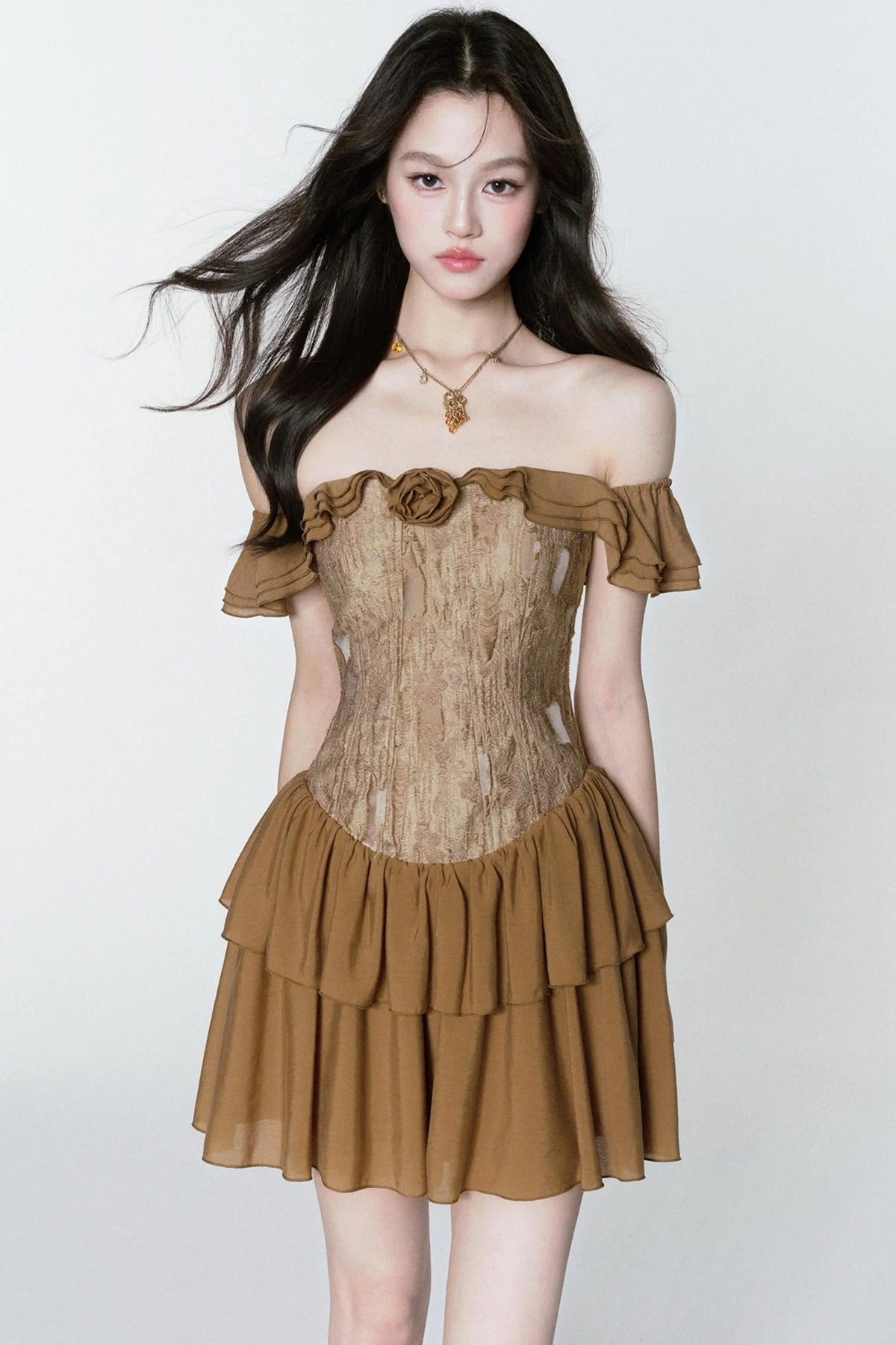 Rose Veins Asymmetrical Romantic Dress