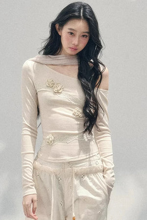 Rose Whisper Off-Shoulder Blouse