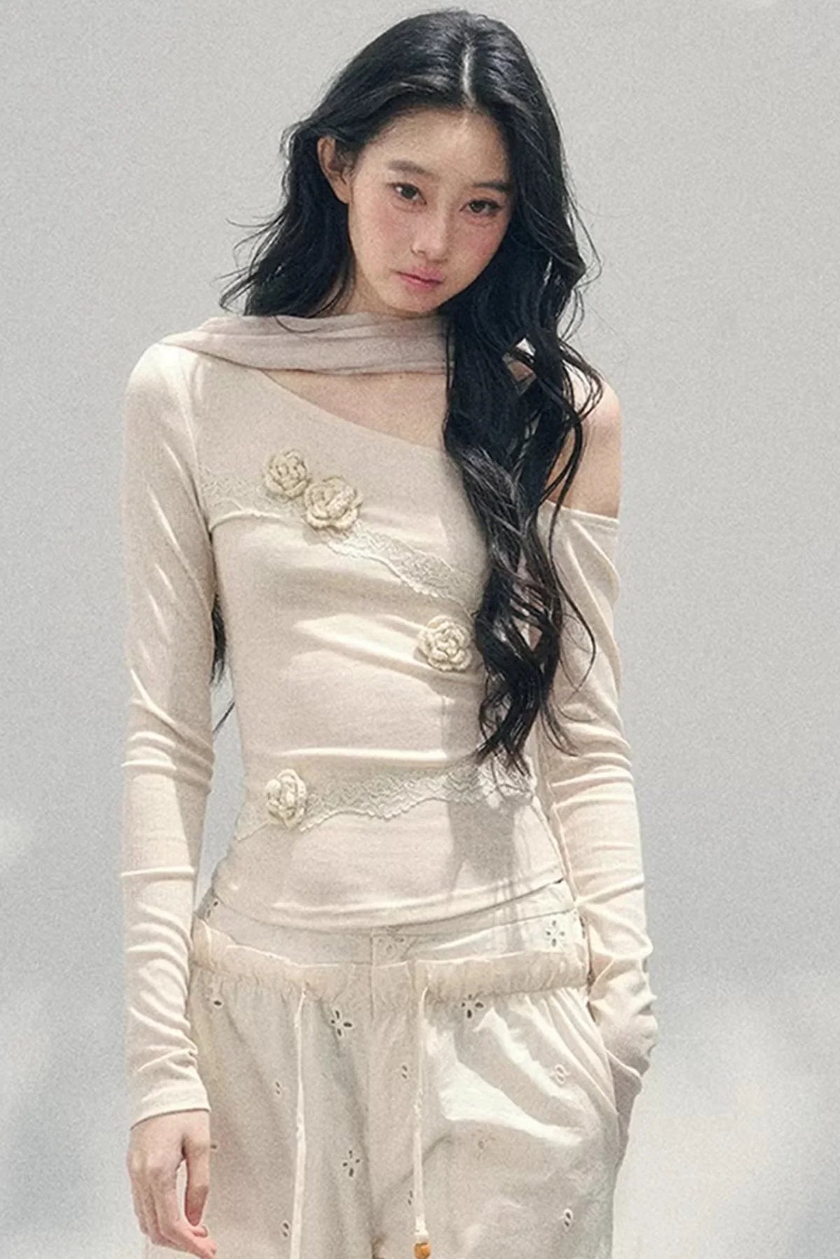 Rose Whisper Off-Shoulder Blouse