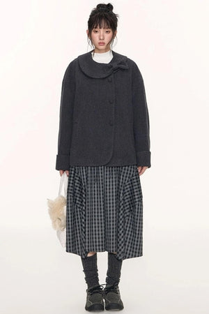 Round Lapel Woolen Coat