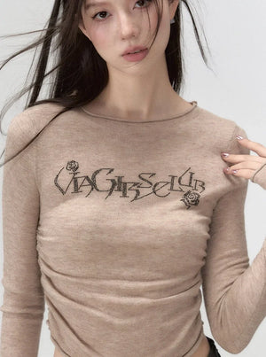 Round neck knit long sleeve t-shirt