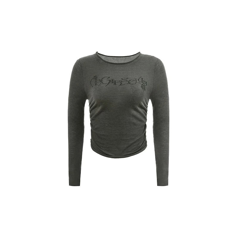 Round neck knit long sleeve t-shirt