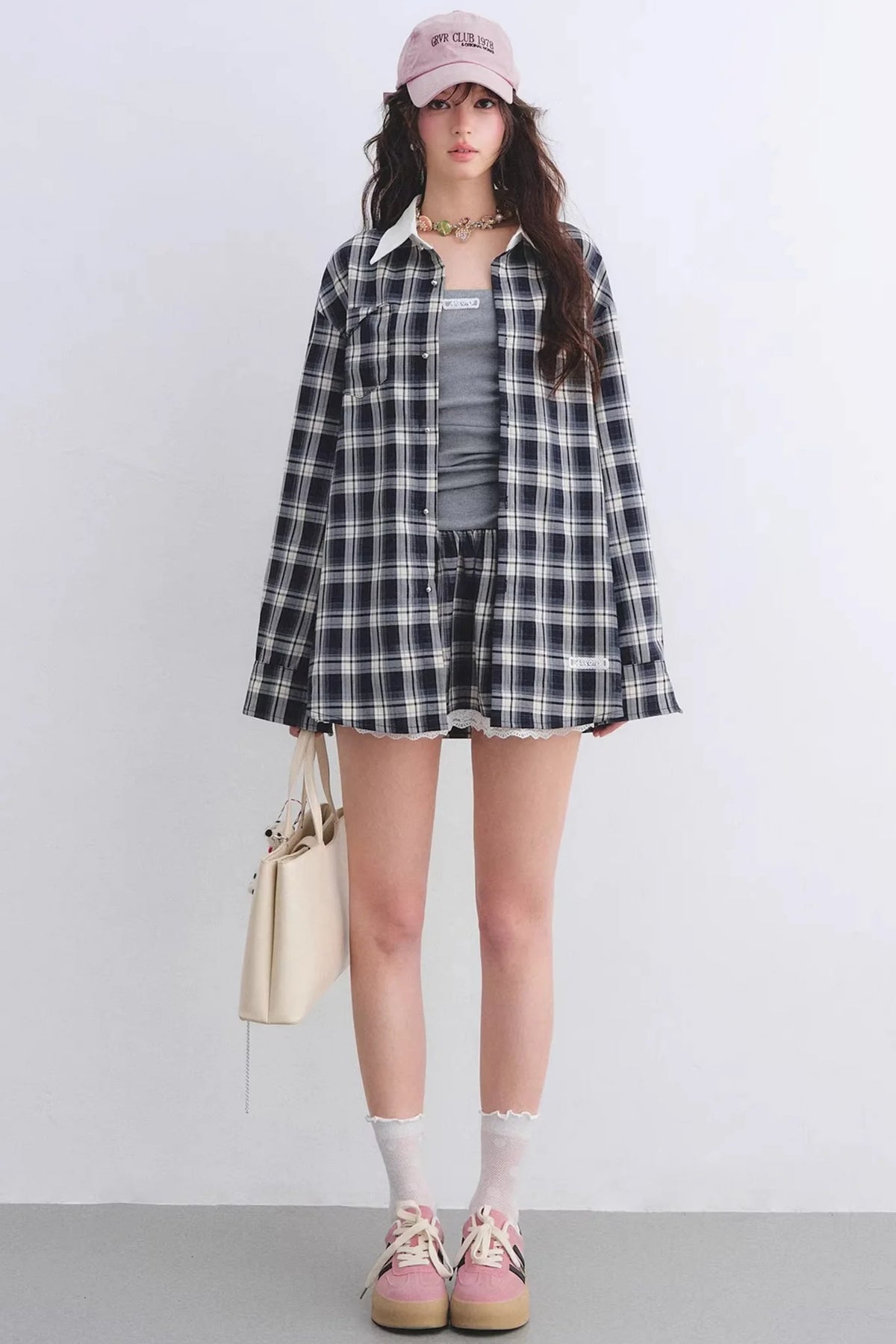 Ruched Plaid Lace Dress Set-Up