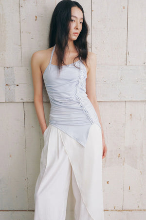 Ruched Side Tie Halter Camisole