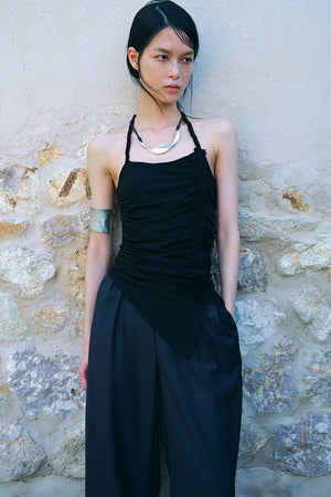 Ruched Side Tie Halter Camisole