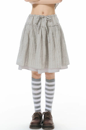 Ruffle Drawstring Blouse & Skirt Set-Up