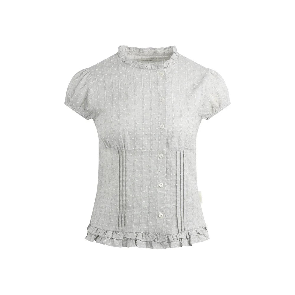 Ruffle Drawstring Blouse & Skirt Set-Up