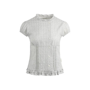 Ruffle Drawstring Blouse & Skirt Set-Up